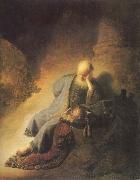 REMBRANDT Harmenszoon van Rijn The Prophet Jeremiab Mourning over the Destruction of Jerusalem oil painting artist